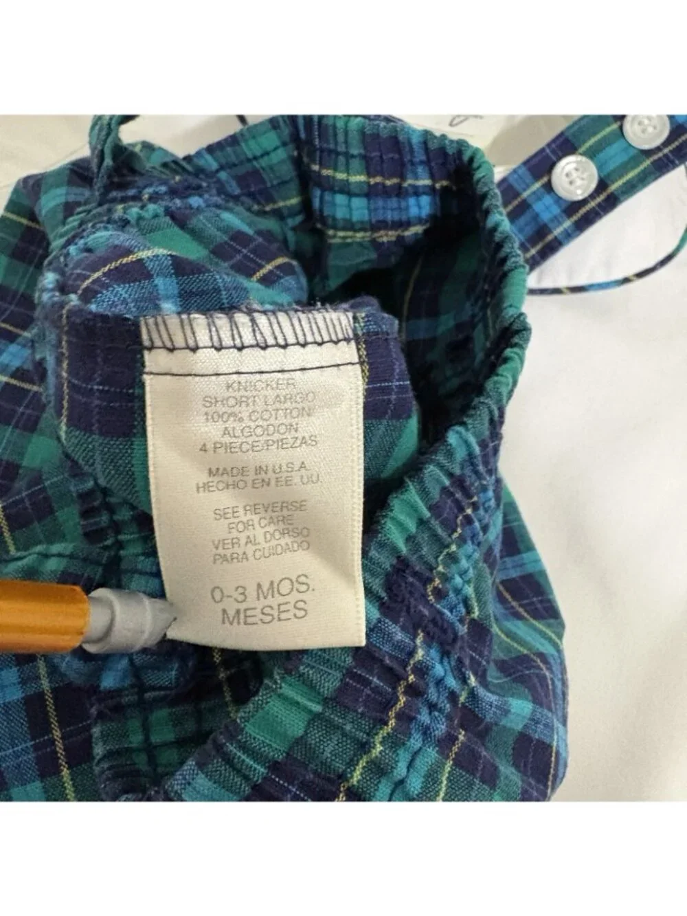 Michael James Green Blue Plaid Train Vintage 90’s Romper